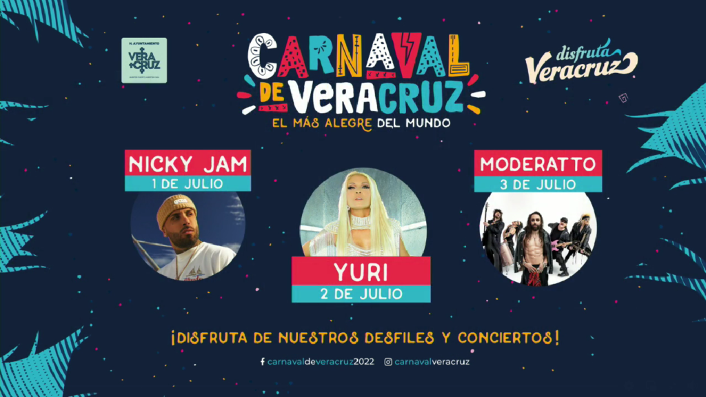 Revelan artistas que se presentarán en el Carnaval de Veracruz 2022